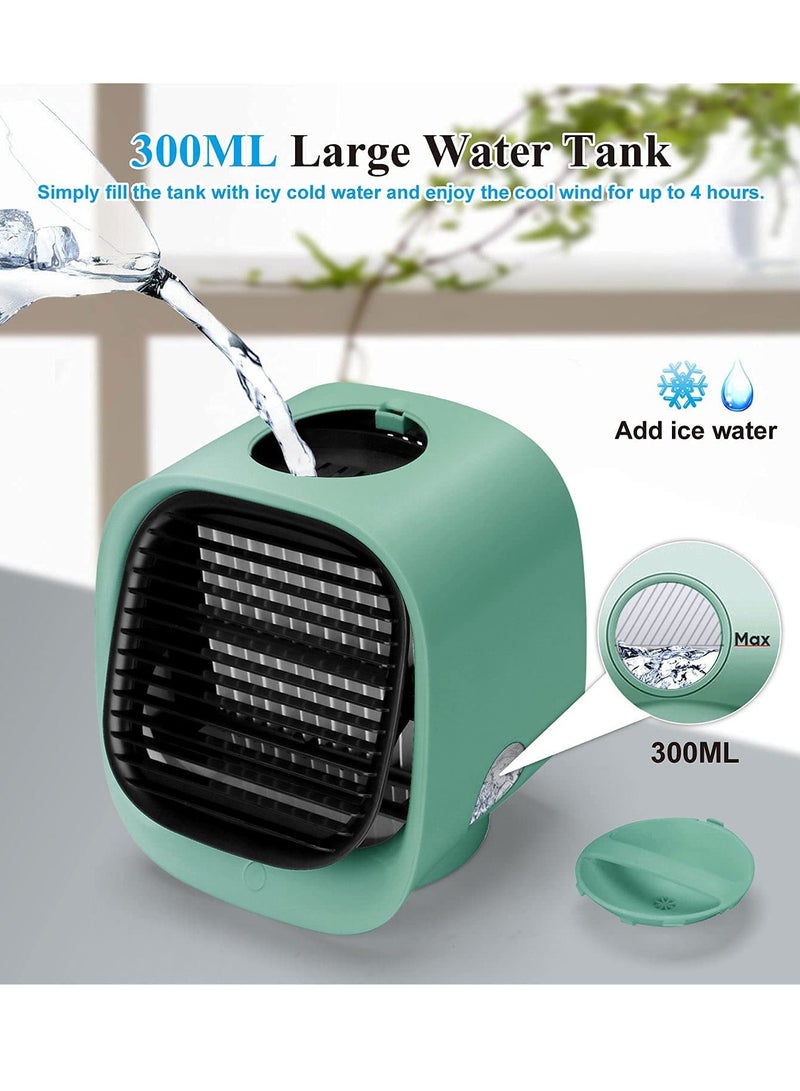 SYOSI Portable Air Conditioner Fan, Personal Space Air Cooler Mini Evaporative Cooler Fan, Mini Desk Fan with 3 Speeds LED Light,  Humidifier Misting Fan for Home Office Bedroom, Green  - Image 4