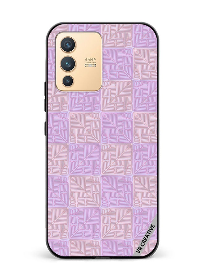 VR CREATIVE Protective Case Cover For Vivo V23 5G Beige And Purple Shades Design Multicolour - Image 1