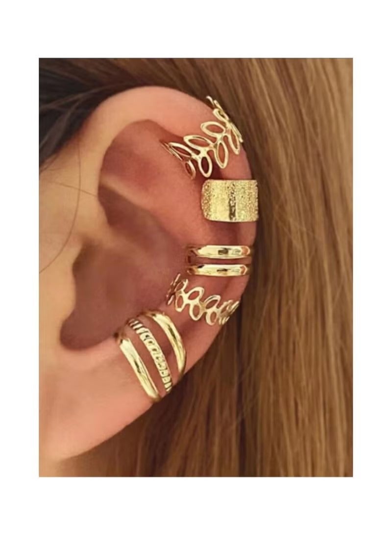 Retro C-Shaped Ear Cuff Without Pierced Earrings 5-Piece Set - Image 1