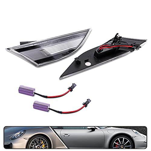 Mingrui test 2Pcs Amber Full LED Front Side marker Lights for Porsche 991 Carrera 981 Boxster Cayman 718 Boxster Cayman Clear Lens Turn Signal Lights with Canbus - Image 3