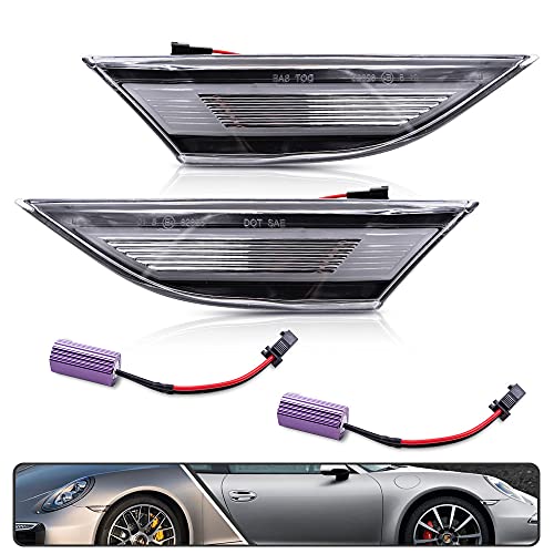 Mingrui test 2Pcs Amber Full LED Front Side marker Lights for Porsche 991 Carrera 981 Boxster Cayman 718 Boxster Cayman Clear Lens Turn Signal Lights with Canbus - Image 4
