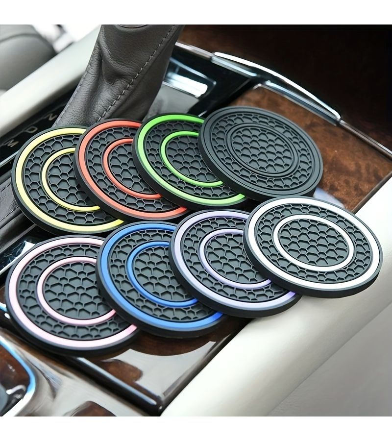 Premium Black Central Controller Anti Slip Dust Proof Car Interior Protector High Quality Center Cup Holder Mat - Image 4