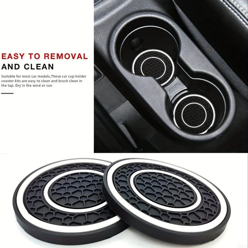 Premium Black Central Controller Anti Slip Dust Proof Car Interior Protector High Quality Center Cup Holder Mat - Image 3