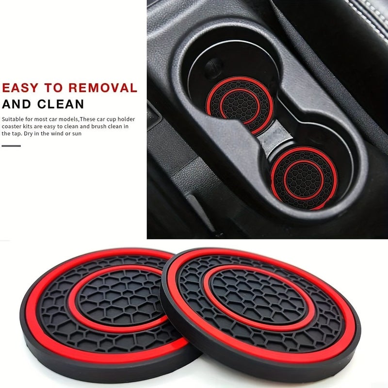 Premium Black Central Controller Anti Slip Dust Proof Car Interior Protector High Quality Center Cup Holder Mat - Image 5