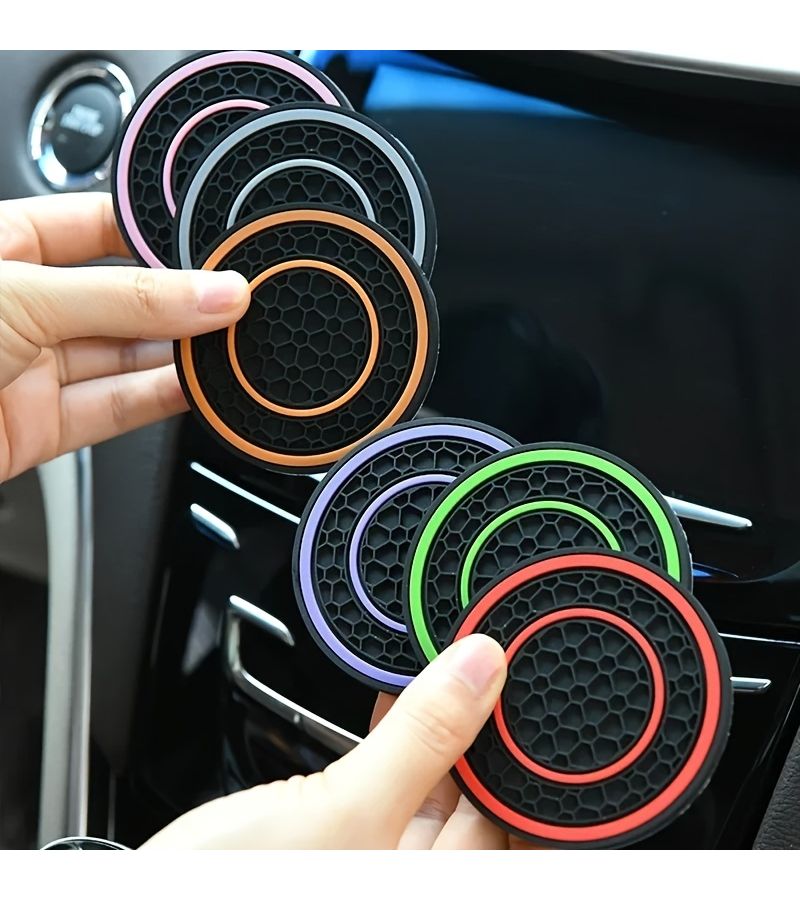 Premium Black Central Controller Anti Slip Dust Proof Car Interior Protector High Quality Center Cup Holder Mat - Image 1