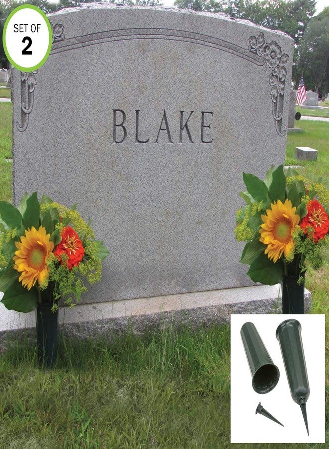 إيفلوتس مزهرية زهور للمقبرة من إيفيلوتس مع أوتاد/دعامات متينة، عبوة من قطعتين، حامل زهور صناعية أو طبيعية للاستخدام الخارجي، لتزيين القبور - Image 4