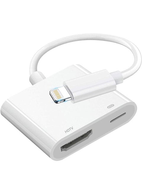 Lightning to HDMI Adapter,1080P Digital Sync Screen Converter AV Adapter with Charging Port Compatible with iPhone 12/11/XS/XR/X/8 iPad on HDTV/Monitor/Projector Support All iOS