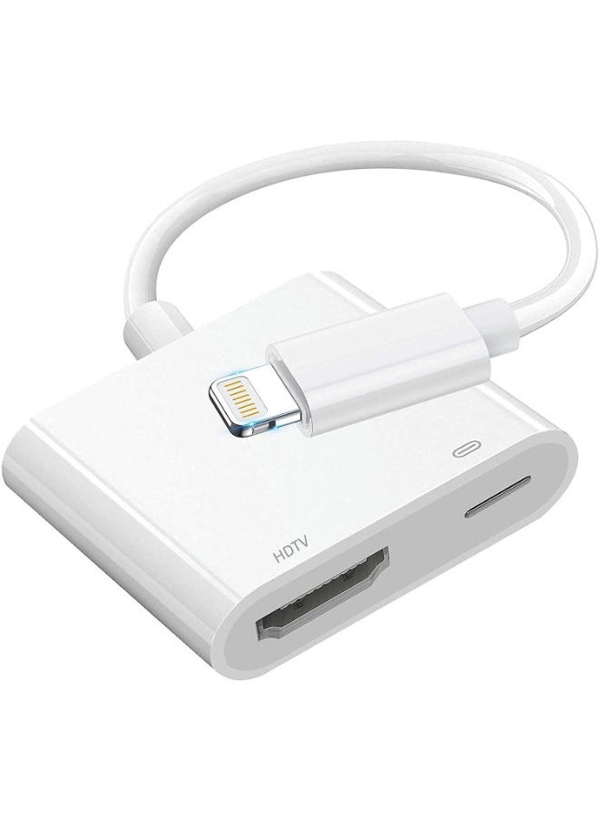 SHOPI - Lightning to HDMI Adapter,1080P Digital Sync Screen Converter AV Adapter with Charging Port Compatible with iPhone 12/11/XS/XR/X/8 iPad on HDTV/Monitor/Projector Support All iOS - Image 1