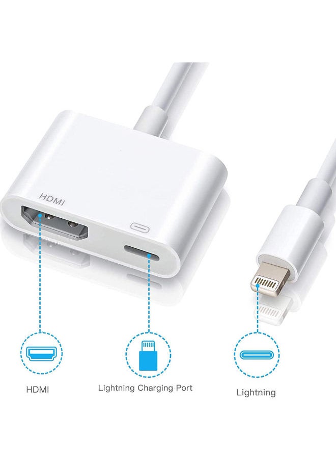 SHOPI - Lightning to HDMI Adapter,1080P Digital Sync Screen Converter AV Adapter with Charging Port Compatible with iPhone 12/11/XS/XR/X/8 iPad on HDTV/Monitor/Projector Support All iOS - Image 1