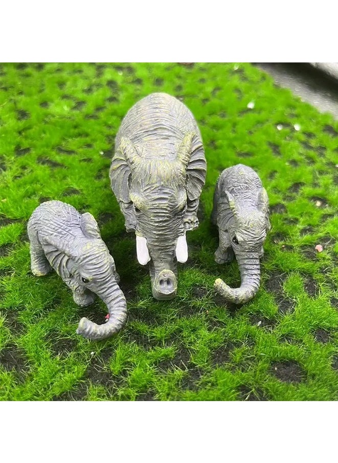 Generic - 3pcs/set Elephant Sitter Mothers Hanging Two Babies Statue Hand-Painted Resin Collections Figurines Hanging Off The Edge Of A Shelf Or Table - Image 1