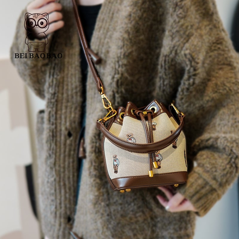 Beibaobao Bags 2025 Canvas Bucket Bag Single Shoulder Crossbody Bag Underarm Women'S Bag - Image 4