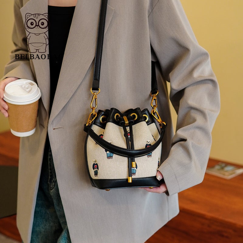Beibaobao Bags 2025 Canvas Bucket Bag Single Shoulder Crossbody Bag Underarm Women'S Bag - Image 3