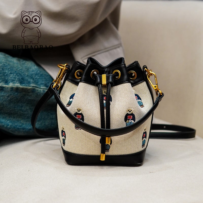 Beibaobao Bags 2025 Canvas Bucket Bag Single Shoulder Crossbody Bag Underarm Women'S Bag - Image 2