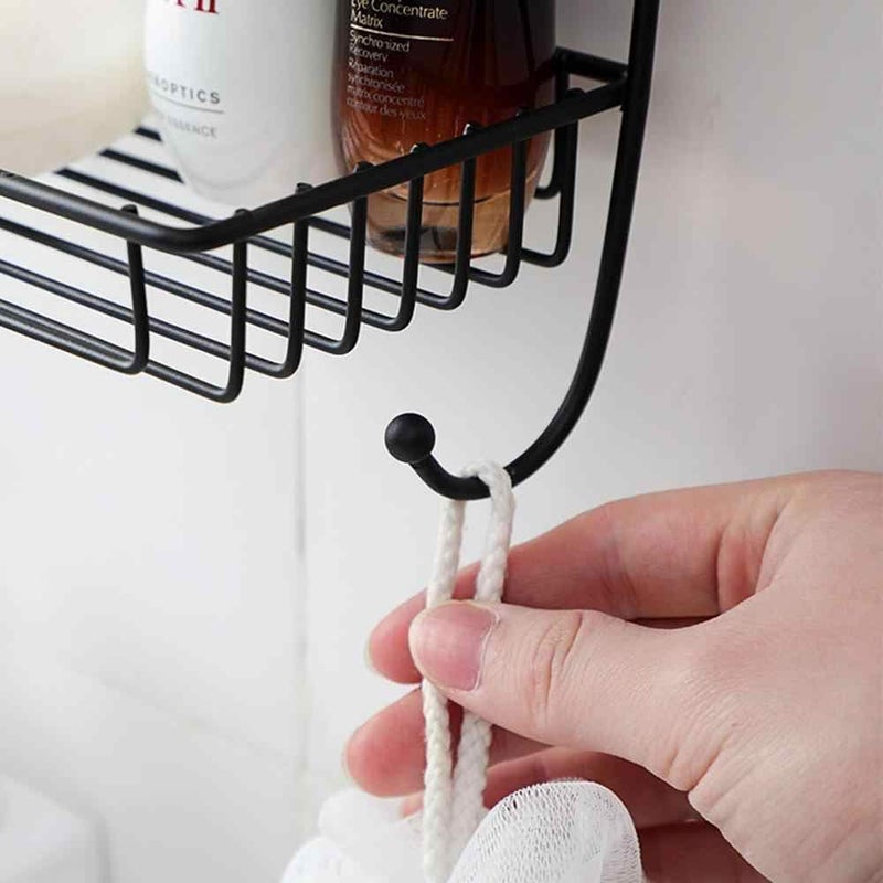 ROKTRY Shower Caddy Basket Shelf with Soap Dish, Rustproof Bathroom Organizer Shelf with Hooks, No Drilling Wall Mounted Storage Shelves for Kitchen Bathroom - Image 3
