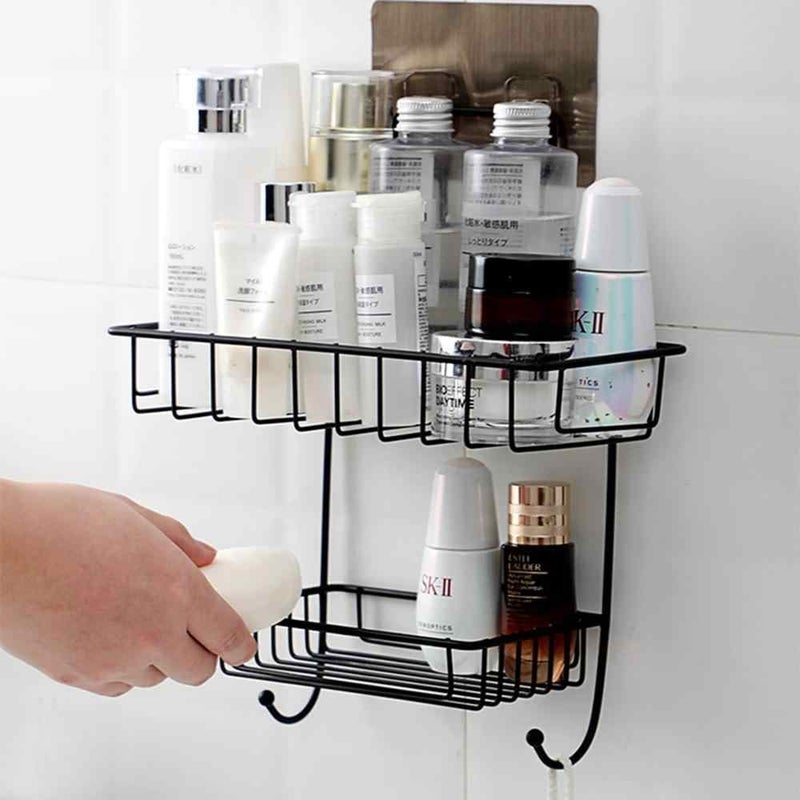 ROKTRY Shower Caddy Basket Shelf with Soap Dish, Rustproof Bathroom Organizer Shelf with Hooks, No Drilling Wall Mounted Storage Shelves for Kitchen Bathroom - Image 2