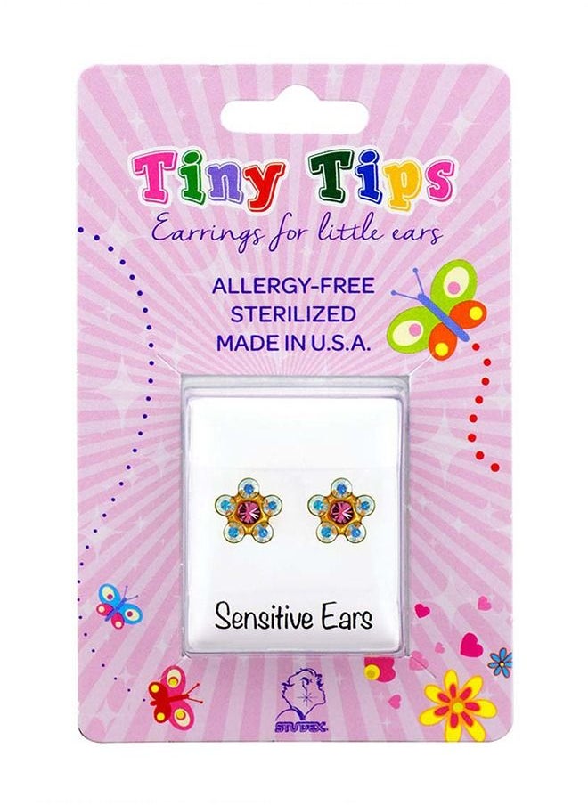 Studex - Daisy Ab Crystal – October Rose 24K Pure Gold Plated Ear Studs For Kids - Image 1