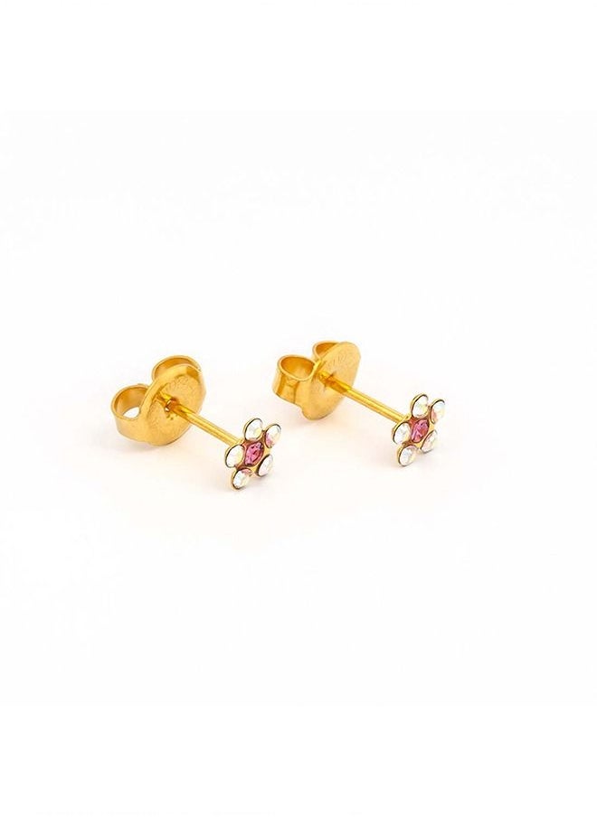 Studex - Daisy Ab Crystal – October Rose 24K Pure Gold Plated Ear Studs For Kids - Image 1