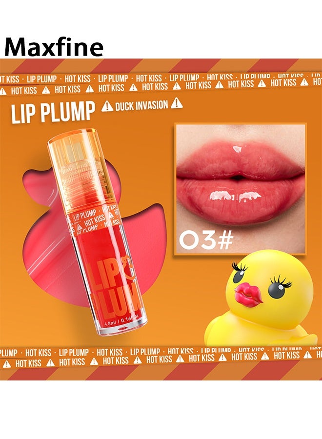 Maxfine Lip plump -Fat Perks Plump Lips Oil, Hydrating Tinted Lips Oil Gloss, Smooth Glossy Finish Lips Glow Oil, Moisturizing And Nourishing Shiny And Vegan Big Brush Head Lips Oil, Non-Sticky Formula#03  - Image 2