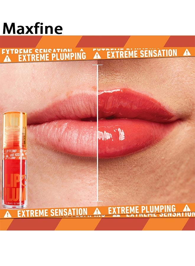 Maxfine Lip plump -Fat Perks Plump Lips Oil, Hydrating Tinted Lips Oil Gloss, Smooth Glossy Finish Lips Glow Oil, Moisturizing And Nourishing Shiny And Vegan Big Brush Head Lips Oil, Non-Sticky Formula#03  - Image 3