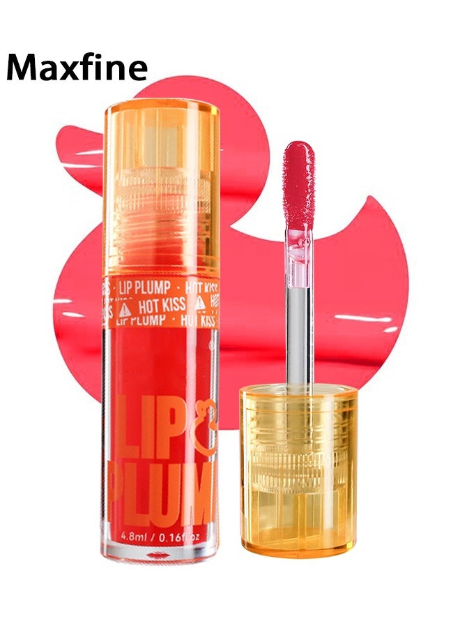 Maxfine Lip plump -Fat Perks Plump Lips Oil, Hydrating Tinted Lips Oil Gloss, Smooth Glossy Finish Lips Glow Oil, Moisturizing And Nourishing Shiny And Vegan Big Brush Head Lips Oil, Non-Sticky Formula#03  - Image 1