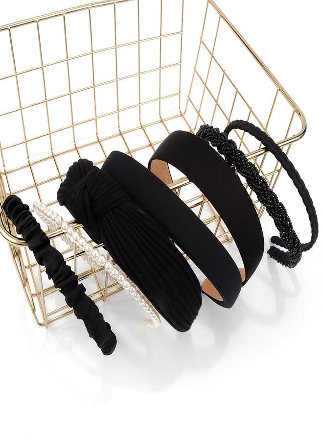 AHONEY 7 Pack Black Headbands for Women Girls Headbands Non Slip Hairbands Cute Hair Accessories Multi-style Headband Pack Diademas Para Mujer (Black) - Image 4