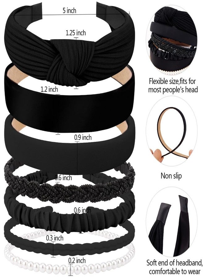 AHONEY 7 Pack Black Headbands for Women Girls Headbands Non Slip Hairbands Cute Hair Accessories Multi-style Headband Pack Diademas Para Mujer (Black) - Image 3