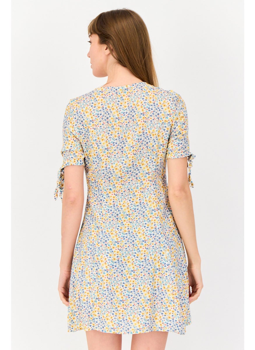 ONLY Women Floral Print Mini Dress, Multicolor  - Image 3