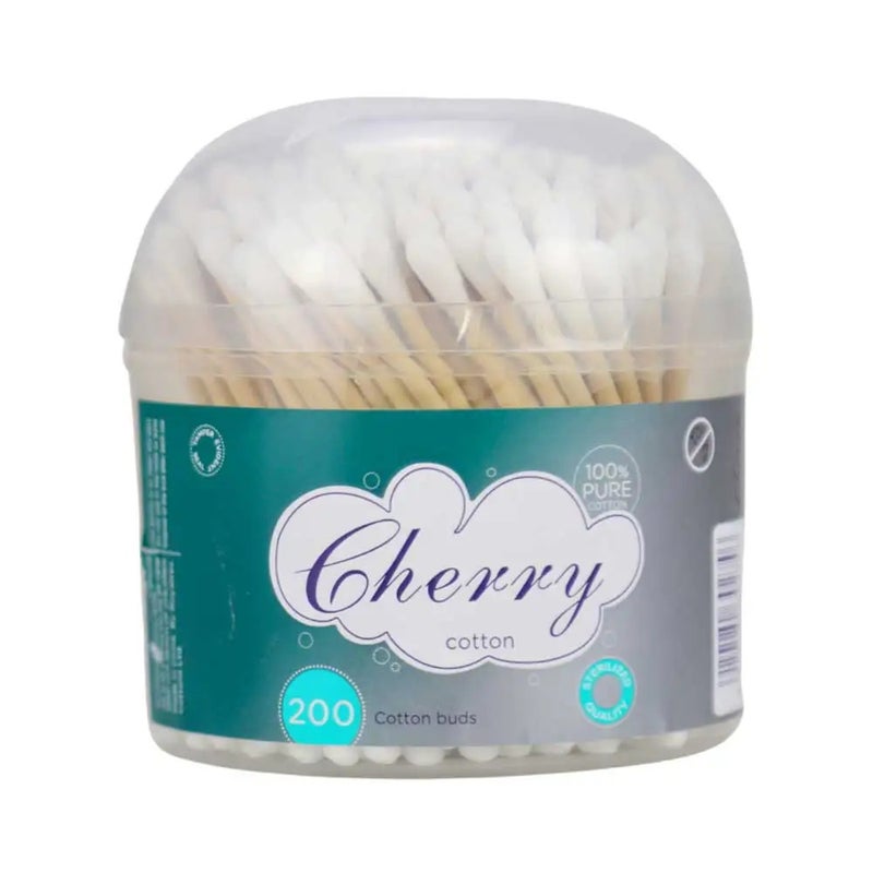 Cherry Cotton Buds Pure Cotton Swabs with Wooden Stem- 200pcs
