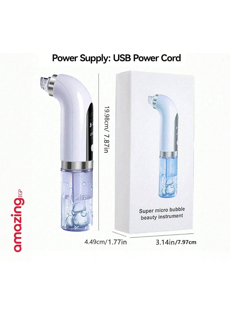 Electric Blackhead Remover – Rechargeable Pore Cleaner with 5 Suction Levels and 4 Cleaning Heads – White - Image 5