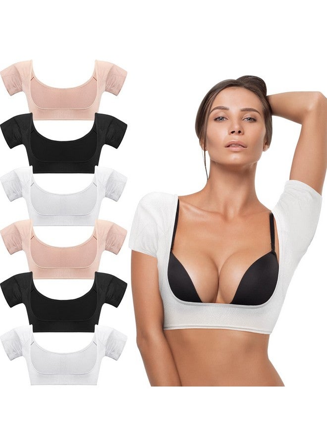 Handepo 6 Pcs Underarm Sweat Vest Breathable Armpit Sweat Proof Sweat Shirt Pads For Woman Underarm Sweat Protector(Large,White, Black, Nude) - Image 1