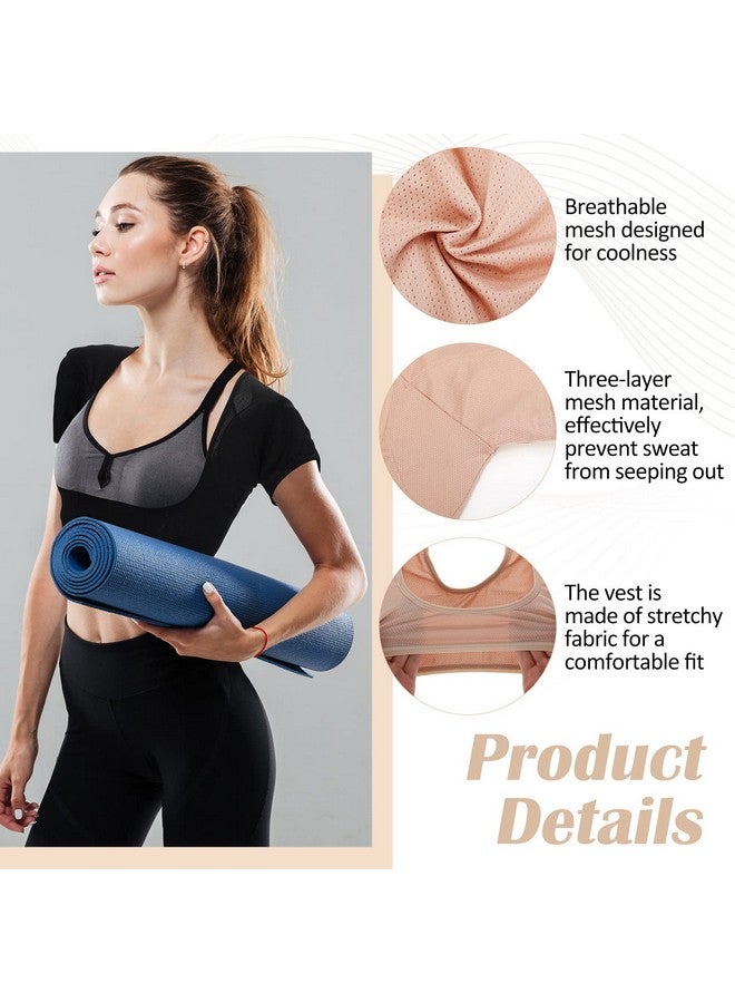 Handepo 6 Pcs Underarm Sweat Vest Breathable Armpit Sweat Proof Sweat Shirt Pads For Woman Underarm Sweat Protector(Large,White, Black, Nude) - Image 4