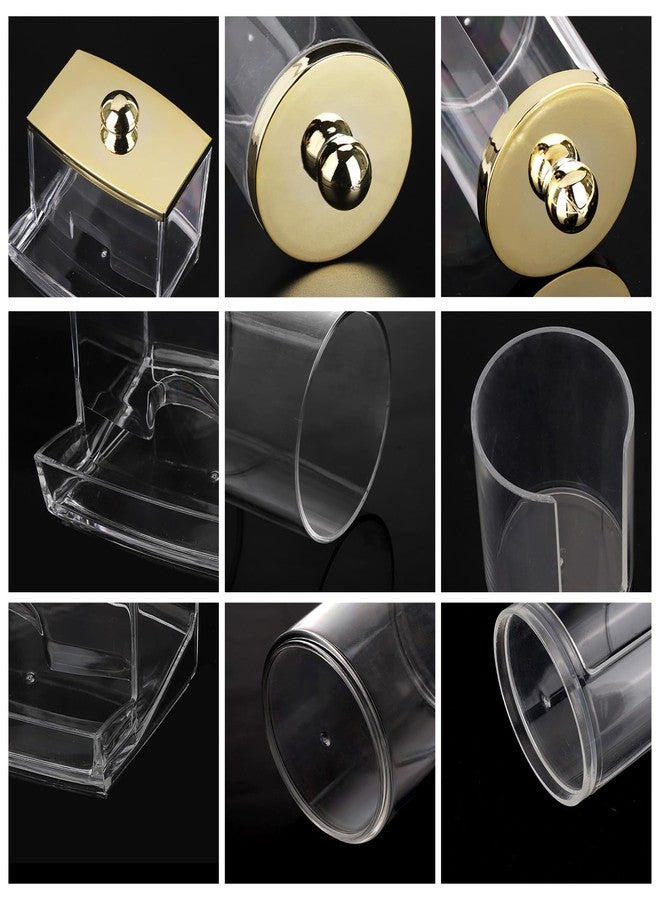 تي بيست ماكس موزع أعواد قطنية من تي بيست ماكس، عبوة من 3 قطع - منظمات للحمامات وحاويات تخزين، برطمانات بلاستيكية للصيدليات بأغطية ذهبية لمسحات القطن، وسادات دائرية، وخيط تنظيف الأسنان - ذهبي - Image 3