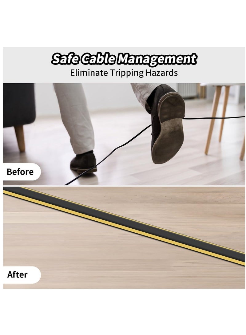 غطاء كابل الأرضية، واقي كابل خارجي، غطاء سلكي ذاتي اللصق للكابلات، غطاء أرضي مطاطي للكابلات للمكاتب والمصانع والمرائب وحماية الحبال على الحائط الأرضي، 2 متر - Image 3