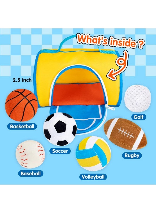 teytoy My First Sports Bag For Baby,Stuffed Plush Playset With Soft Basketball,Baseball,Football,Soccer,Golf Ball,Rugby,Volleyball Baby Birthday Gift Toys For 1 Year Old Boys Girls  - Image 2