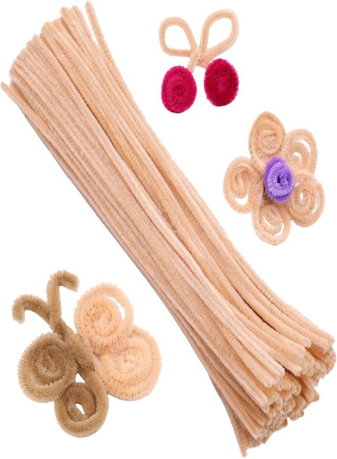 bolt bee Pipe Cleaners Craft Set, 100 Pieces, Chenille Stem Fuzzy Sticks, DIY Art Supplies for Projects, Decorations, Flower Making (Beige) - Image 4