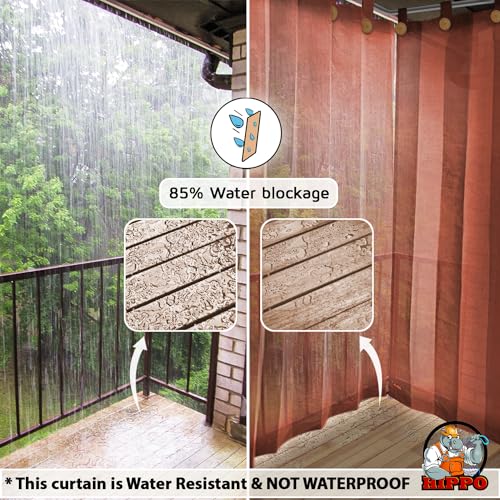 HIPPO Outdoor Balcony Sun, UV & Dust Protection Curtain HDPE Light Filtering 150 GSM Tab-Top Loop with Decorative Button Curtains for Home, Garden, Varanda, Hotel (Brown, 4.5FTX8FT, 2 PC) - Image 3