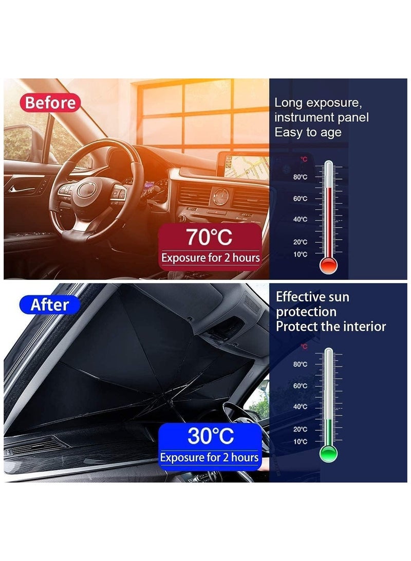 Car Umbrella Windshield Sun Shade Cover Foldable UV Rays and Heat Sun Visor Protector for Car Trucks Front Window (125 cm * 65 cm) - Image 4