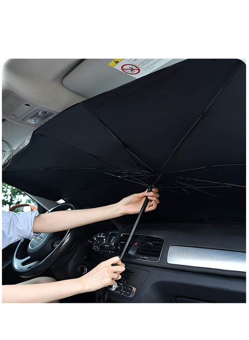 Car Umbrella Windshield Sun Shade Cover Foldable UV Rays and Heat Sun Visor Protector for Car Trucks Front Window (125 cm * 65 cm) - Image 3
