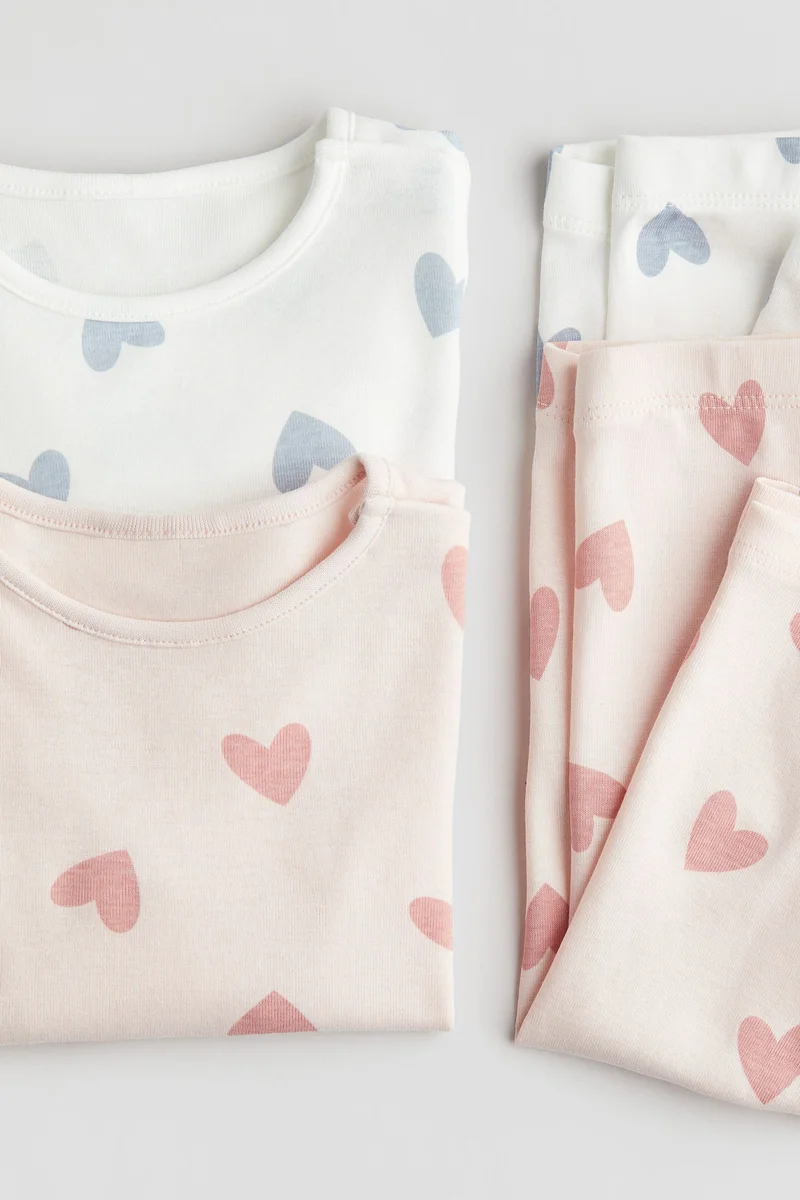 اتش اند ام بيجاما من القطن مزينة بطبعة - عبوة من قطعتين