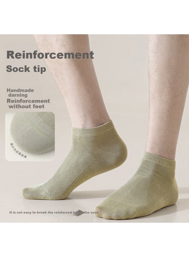 COTTON Xiaonian Men'S Short Socks Summer 100% Cotton 10A Antibacterial Deodorant Breathable Thin Style Boat Socks Low Cut Short Tube 6 Pairs Pack - Image 5