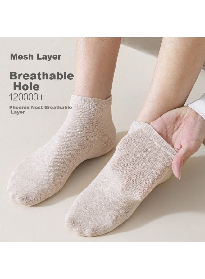 COTTON Xiaonian Men'S Short Socks Summer 100% Cotton 10A Antibacterial Deodorant Breathable Thin Style Boat Socks Low Cut Short Tube 6 Pairs Pack - Image 4