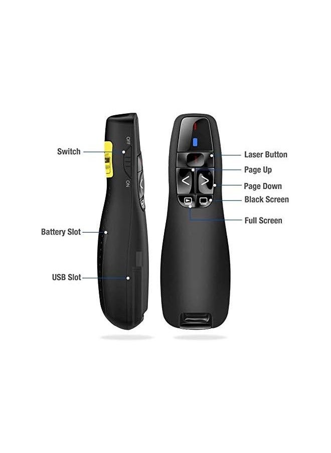 عرض لاسلكي للتحكم عن بعد ، R400 2.4GHz لاسلكي USB PowerPoint مؤشر ليزر أحمر مؤشر PPT Clicker للعرض