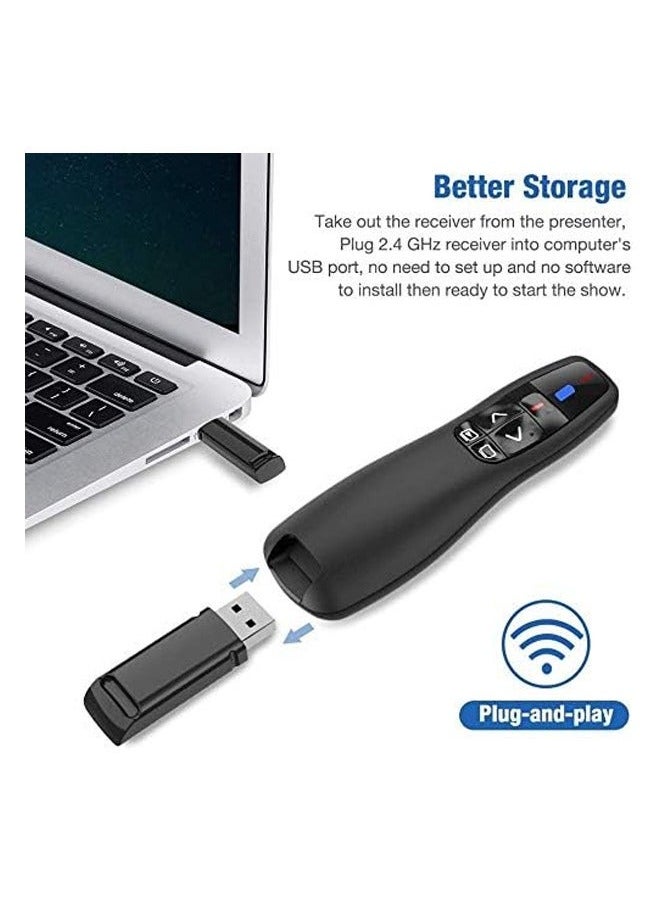 عرض لاسلكي للتحكم عن بعد ، R400 2.4GHz لاسلكي USB PowerPoint مؤشر ليزر أحمر مؤشر PPT Clicker للعرض