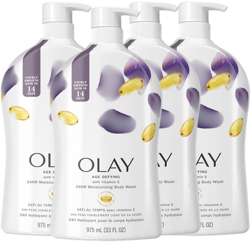 Olay Age Defying Body Wash with Vitamin E for Women 33 fl oz Pack of 4