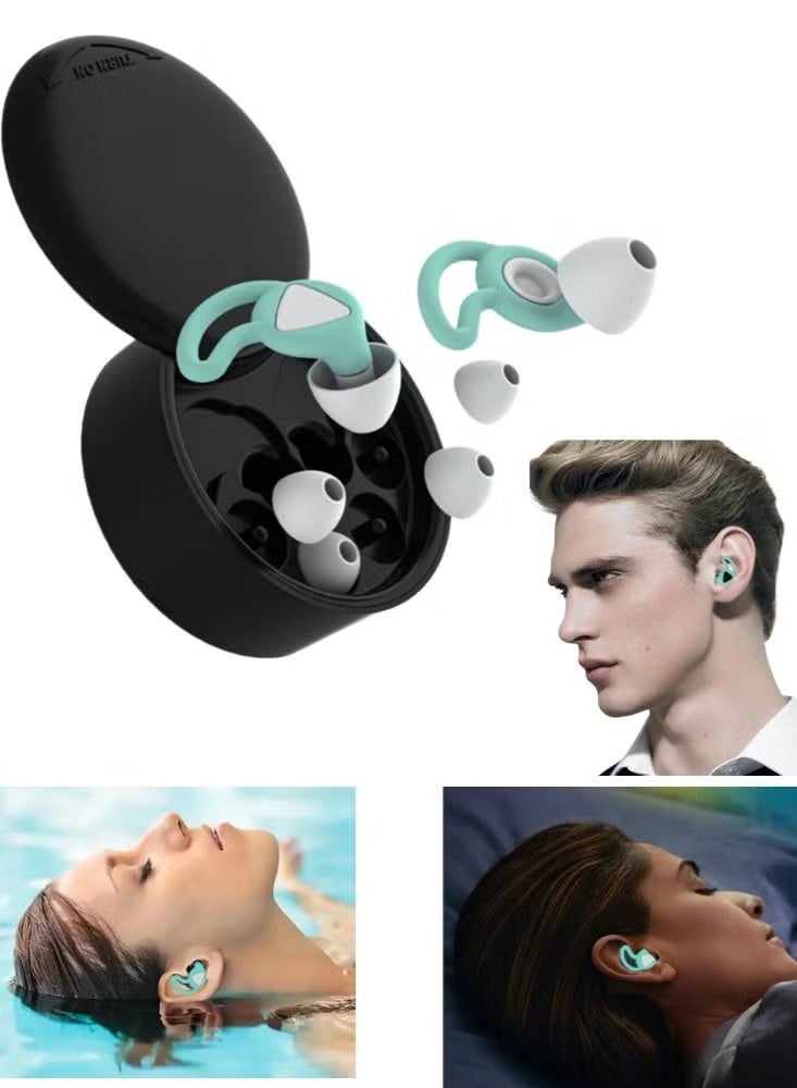 Swimming earplugs, noise cancelling earplugs, ultra comfortable reusable, noise cancelling earplugs for sleeping, deep focus swimming, travel noise sensitive flexible hearing protection, noise cancelling soft earplugs for sleeping, reusable waterproof silicone earplugs, hearing protection earplugs, soundproofing snoring, swimming, motorcycle
