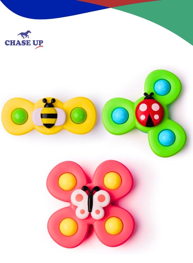 تشيس اب 3 قطع من ألعاب الاستحمام الحسية الدوارة ذات الشفط القوي للأولاد والبنات من عمر 1 إلى 2 سنة، وطاولة السفر والطائرة والسيارة والنافذة (حشرة)، هدية عيد ميلاد للأولاد من عمر 12 إلى 18 شهرًا - Image 1