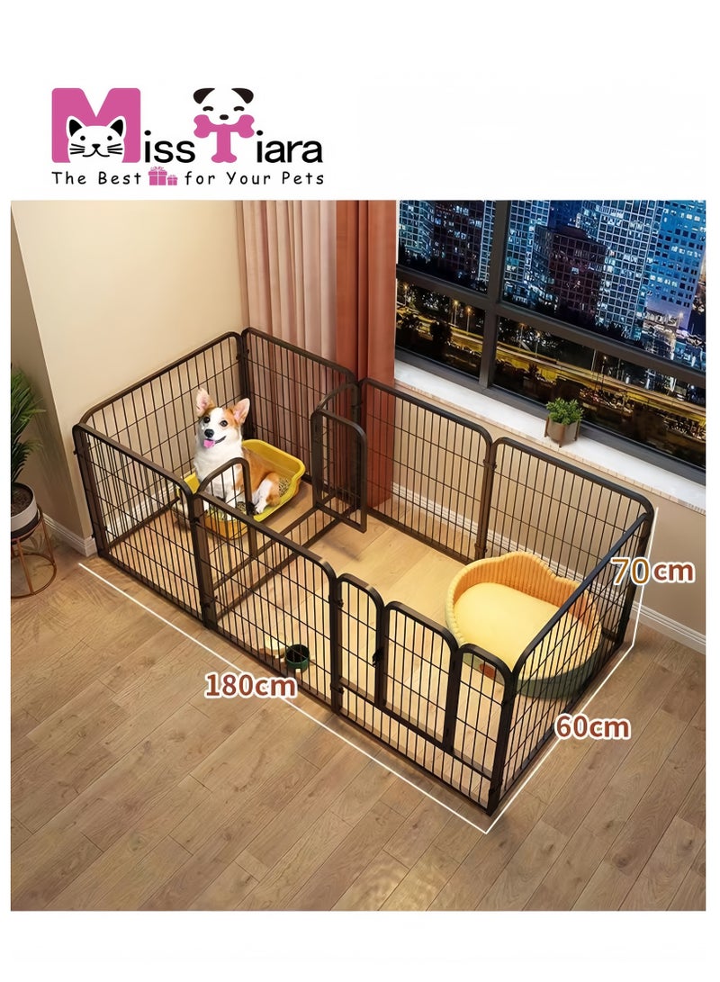 MissTiara قلم لعب للكلاب الصغيرة والمتوسطة للاستخدام الداخلي، سياج حيوانات أليفة بإطار معزز وتصميم آمن، مع أكواب شفط، قلم تمرين للجراء مقاوم للمضغ مع منطقة منفصلة للراحة واللعب بحجم: 180*60*70 سم - Image 1