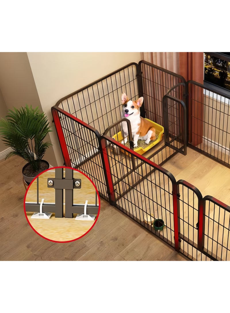 MissTiara قلم لعب للكلاب الصغيرة والمتوسطة للاستخدام الداخلي، سياج حيوانات أليفة بإطار معزز وتصميم آمن، مع أكواب شفط، قلم تمرين للجراء مقاوم للمضغ مع منطقة منفصلة للراحة واللعب بحجم: 180*60*70 سم - Image 3