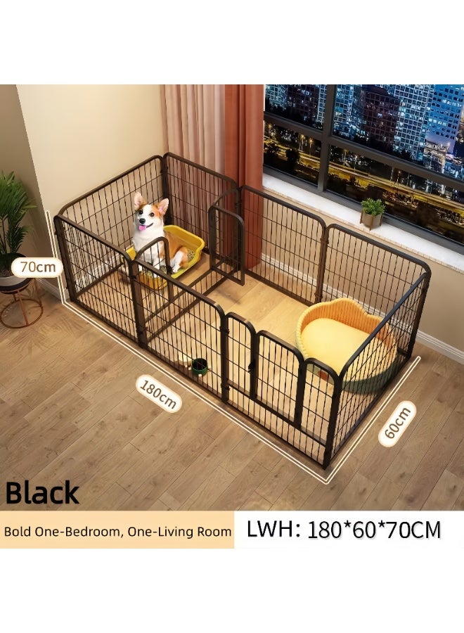 MissTiara قلم لعب للكلاب الصغيرة والمتوسطة للاستخدام الداخلي، سياج حيوانات أليفة بإطار معزز وتصميم آمن، مع أكواب شفط، قلم تمرين للجراء مقاوم للمضغ مع منطقة منفصلة للراحة واللعب بحجم: 180*60*70 سم - Image 2