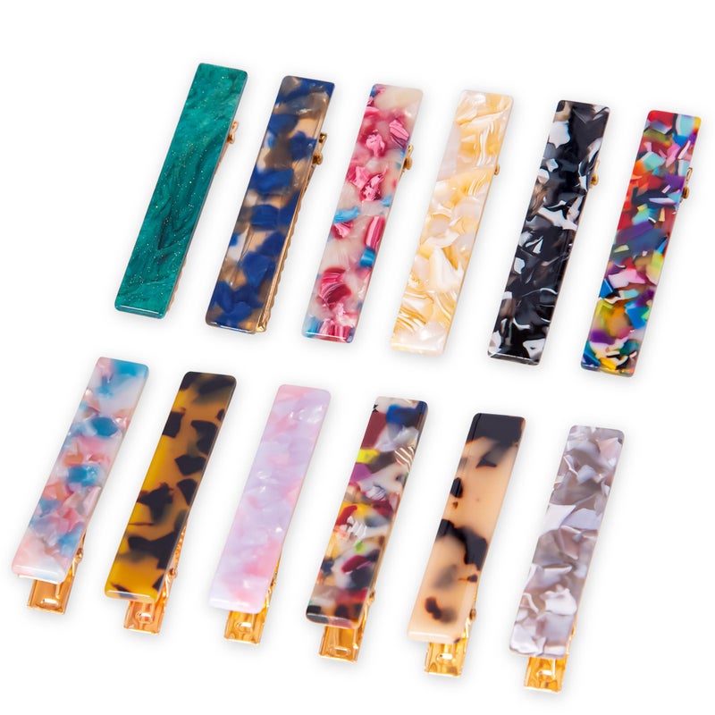 Cptots 12 PCS Acrylic Resin Alligator Barrettes For Women Small Cute Clips For Thick Thin Hair Fashion Decorative Accessories,Multicolor - Image 1